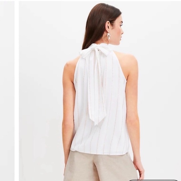 LOFT Tops - LOFT White Sleeveless Blouse with Bow